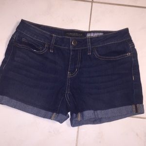 Aeropostale Dark Wash Midi Denim Shorts